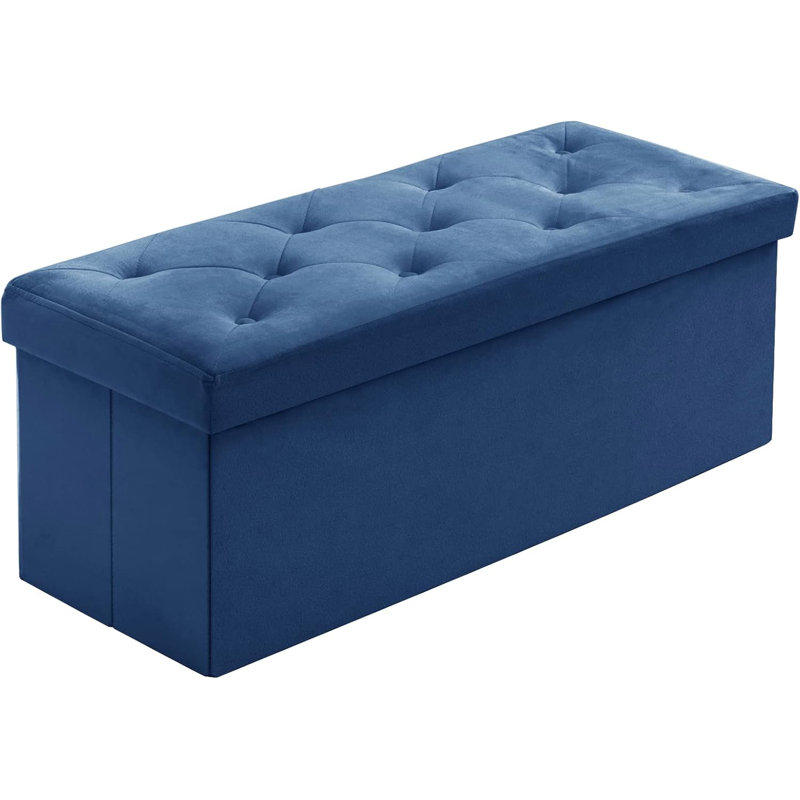 Velvet Storage Bench, Blue