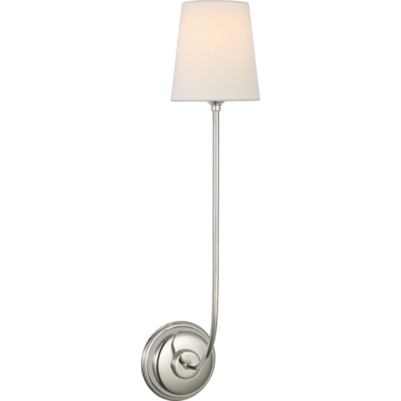 Vendome 26" Single Sconce with Linen Shade, Polished Nickel