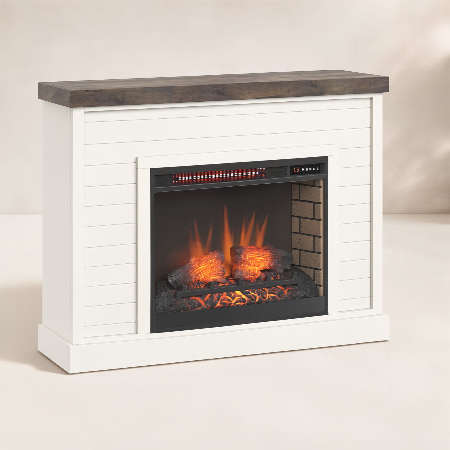 Rimma Electric Fireplace, White/Barnwood