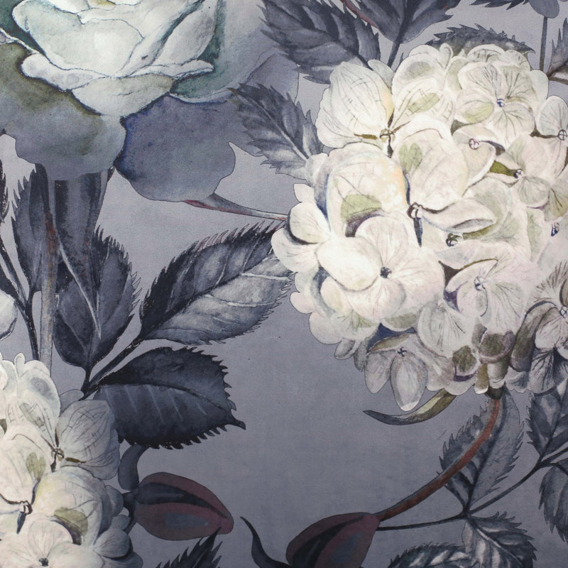 Grand pouf carré avec imprimé floral sur fond gris