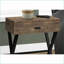 Table basse d'apparence brune en bois avec base en métal noir, style Mid-Century Cadre en X stable pour le salon