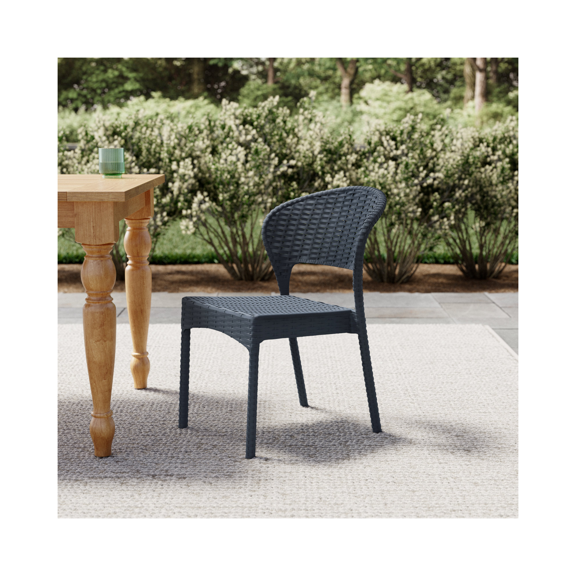 Coral Stacking Side Chair, Rattan Gray