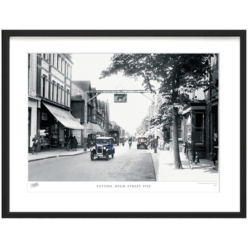Sutton, High Street 1932 by Francis Frith - Single Picture Frame Print, 45cm H x 60cm W x 2.3cm D, Dark Grey/Ivory