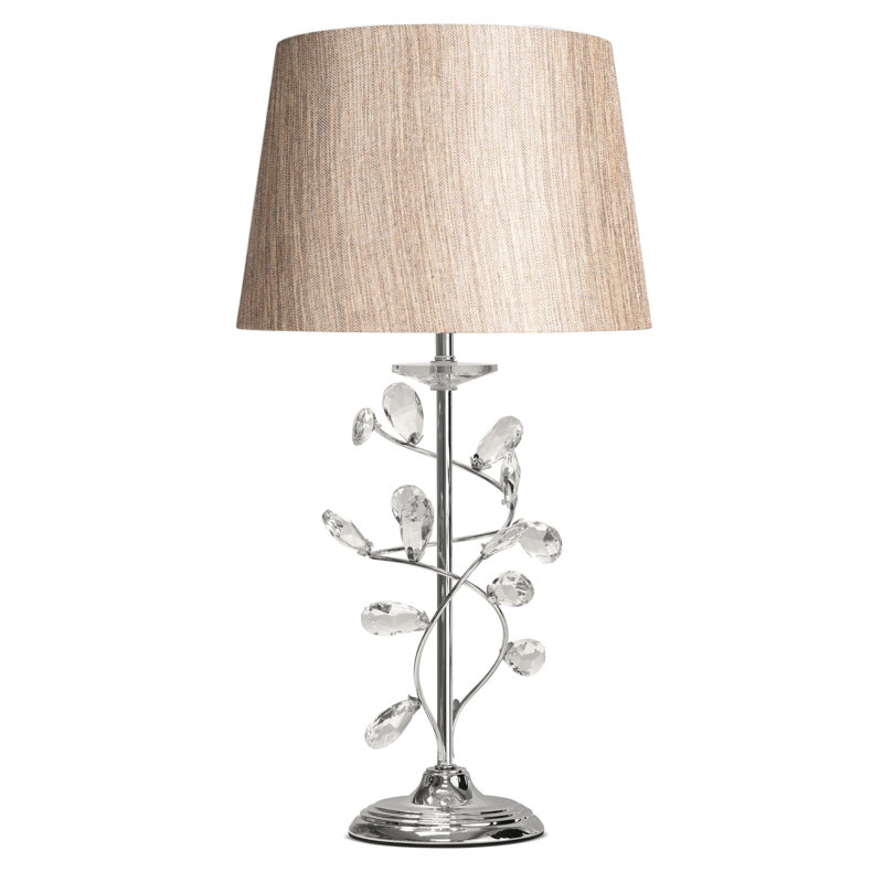 Waukon 59cm Crystal Glass Leaf Chrome Table lamp, Beige/Gold