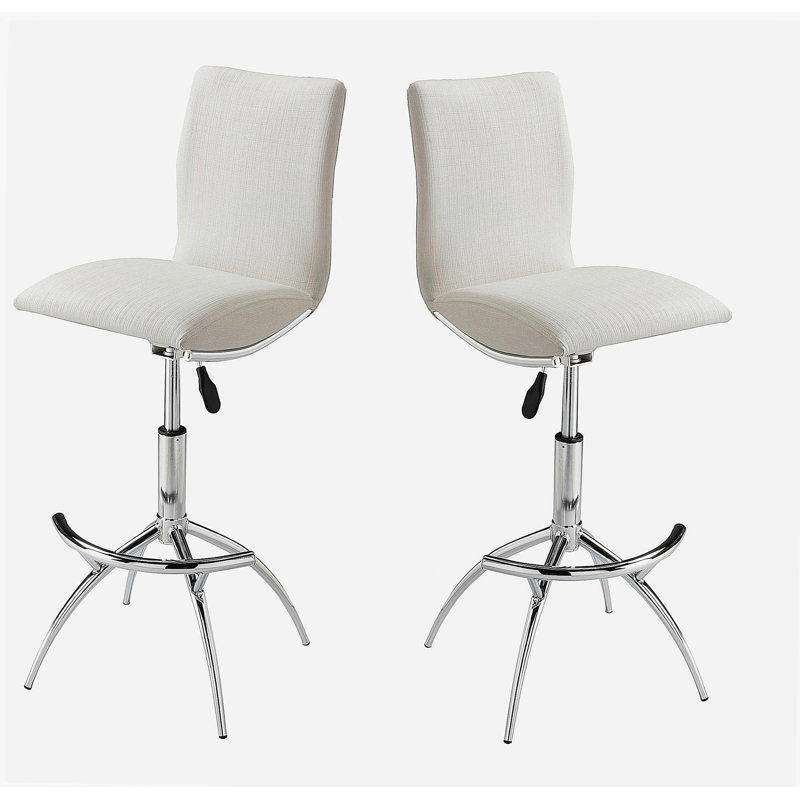 Tabouret de bar moderne en cuir texturé / hauteur réglable chrome blanc doux