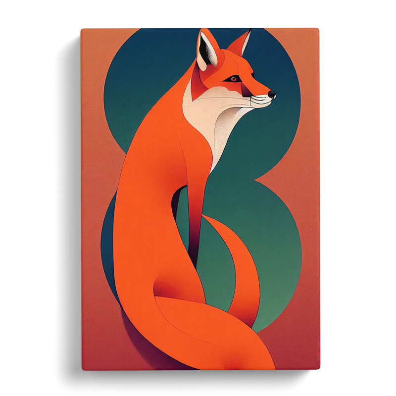 CAN-V0523-1020X Fox Nouveau - Wrapped Canvas Print, 60cm H x 40cm W x 3cm D
