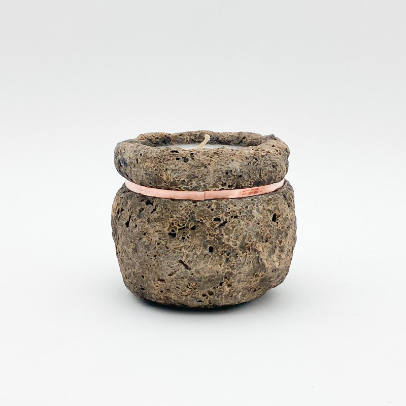 Unscented Jar Candle with Stone Holder
