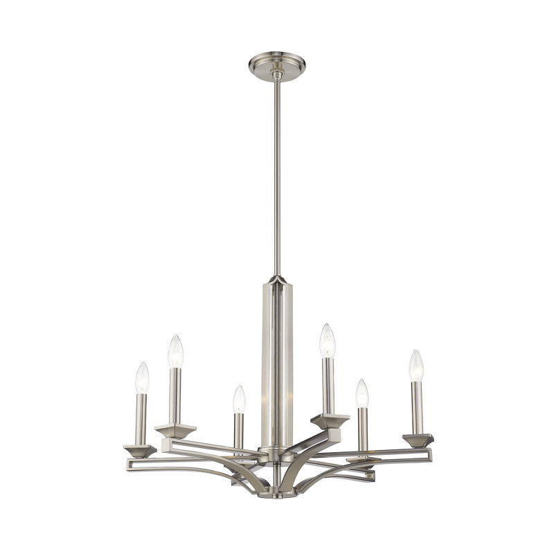 Dedham 6 - Light Steel Dimmable Chandelier, Brushed Nickel