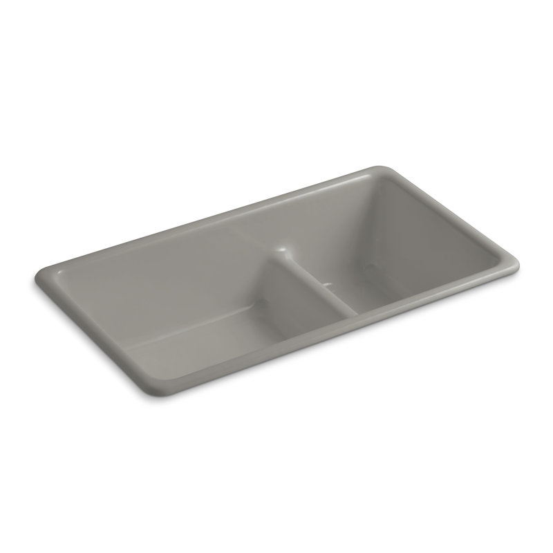 Iron Tones 33" L x 18.75" W Large/Medium Double-Bowl Kitchen Sink, Cashmere