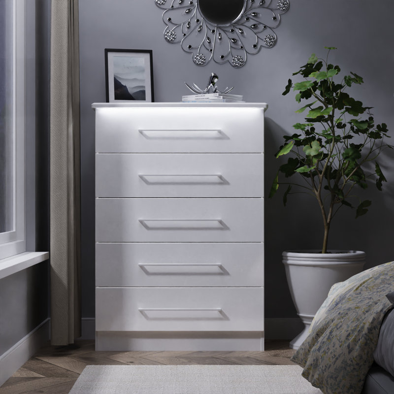 77cm W 5 - Drawer Chest of Drawers, White