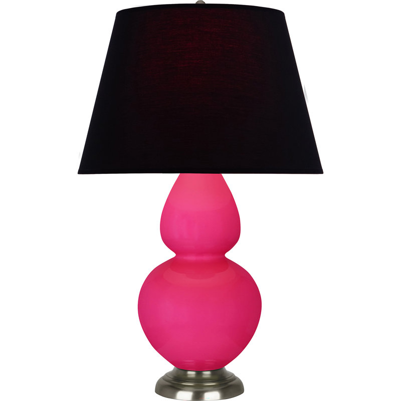 Lampe de table double gourde en céramique, Noir / Rouge, Bleu sarcelle / bronze patiné foncé, Argent argent