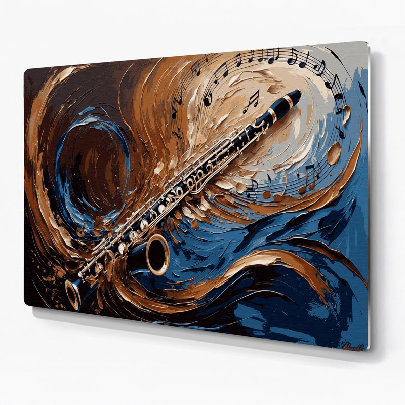 Musique, art mural noir en métal Clarinette, H 11 po x l 14 po