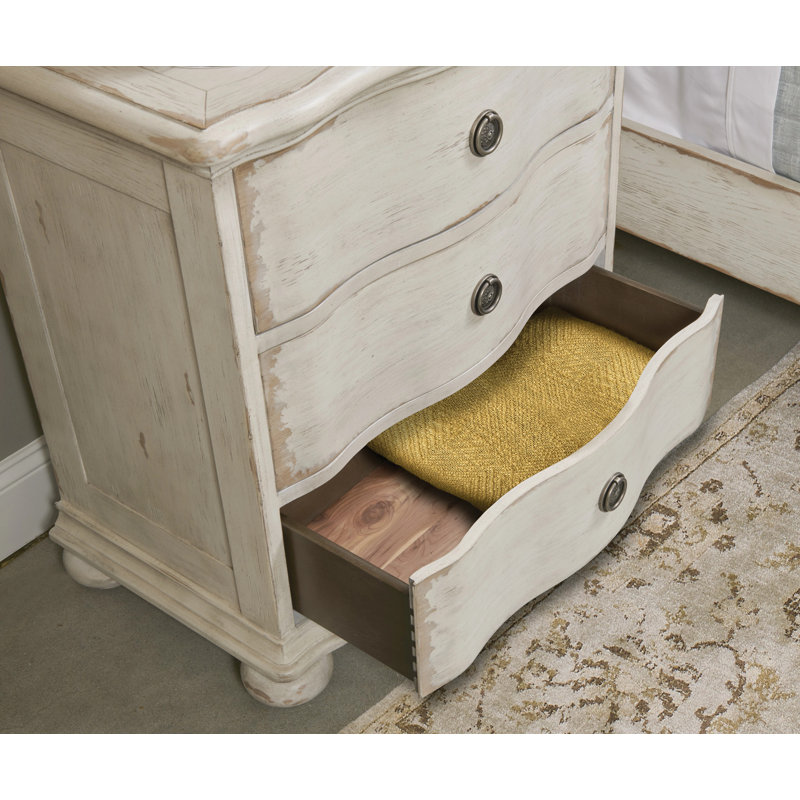 HELENE THREE DRAWER NIGHTSTAND - CRÈME