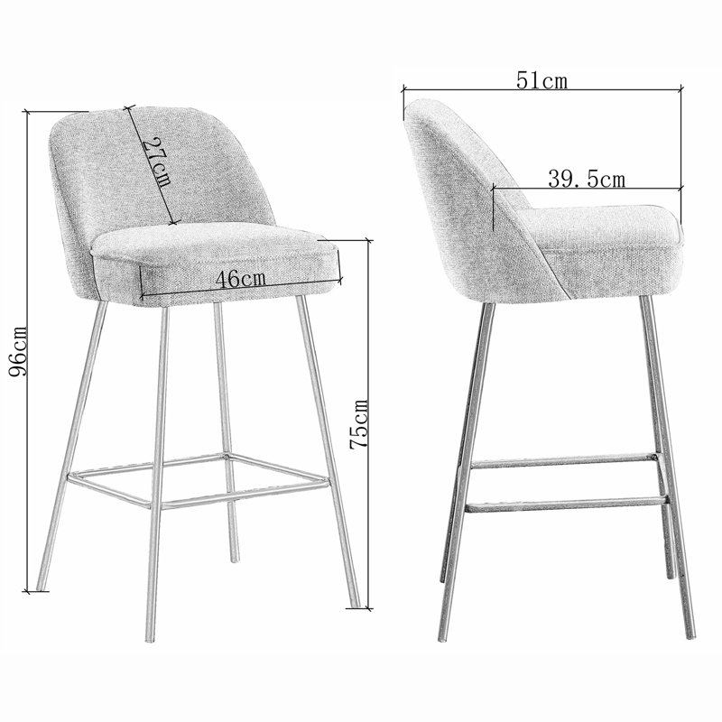 Nat Modern Fabric Upholstered Bar Stools with Spring, Beige