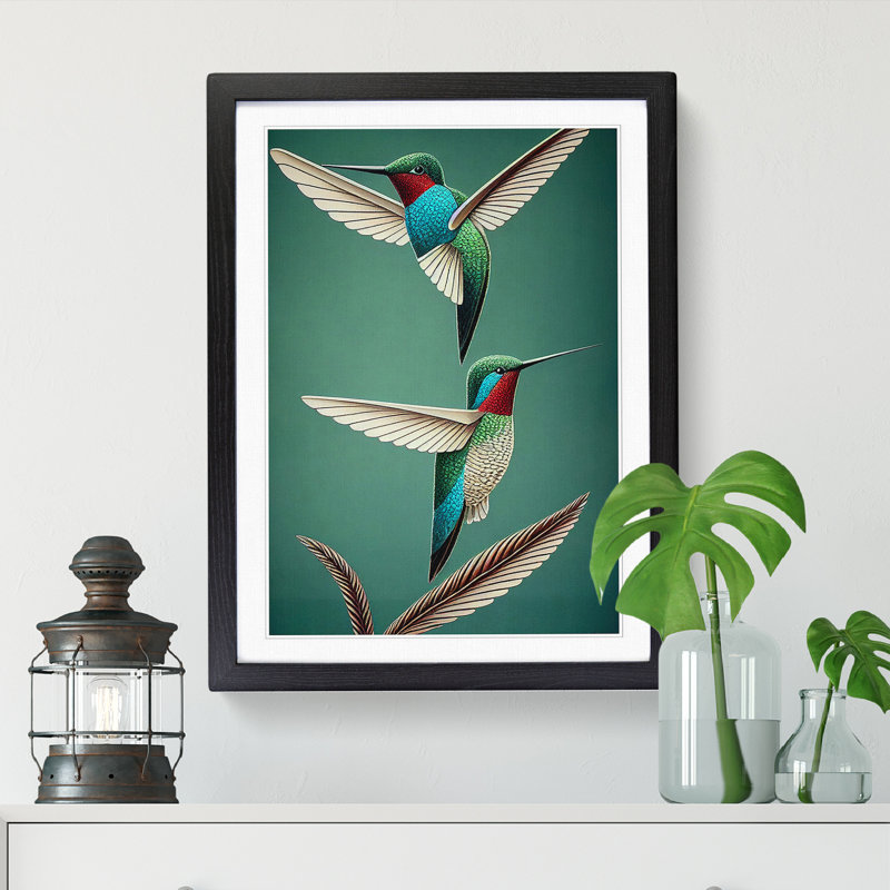 Kestner Hummingbird Traditional Vol.1 - Picture Frame Print, Black, 64cm H x 46cm W x 2cm D