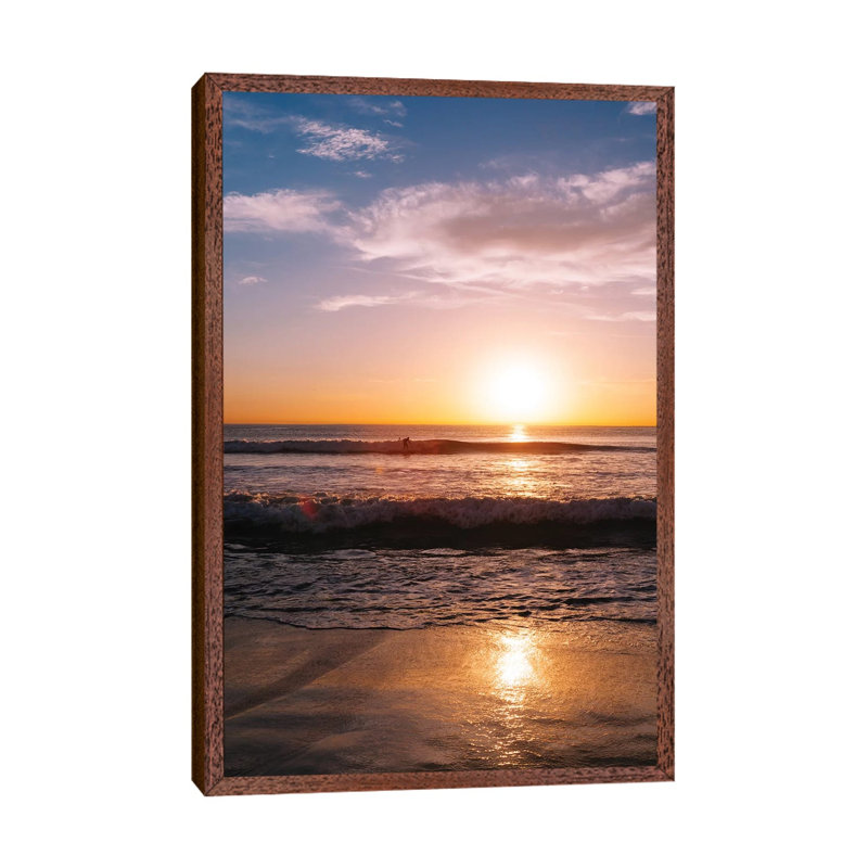 Sunset Surfers IV by Bethany Young - Print on Canvas, 66.04cm H x 45.72cm W x 3.81cm D, Classic Brown Wood Framed