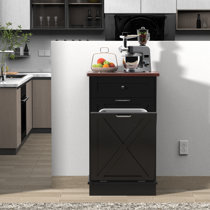 Poubelle de cuisine inclinable en bois avec tiroir caché, planche à  découper amovible en bambou (noir) : : Cuisine et Maison