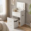 Meuble-lavabo 3 en 1 avec miroir à DEL et prise de courant, table de maquillage à plateau rabattable avec plateau en verre et tabouret rembourré