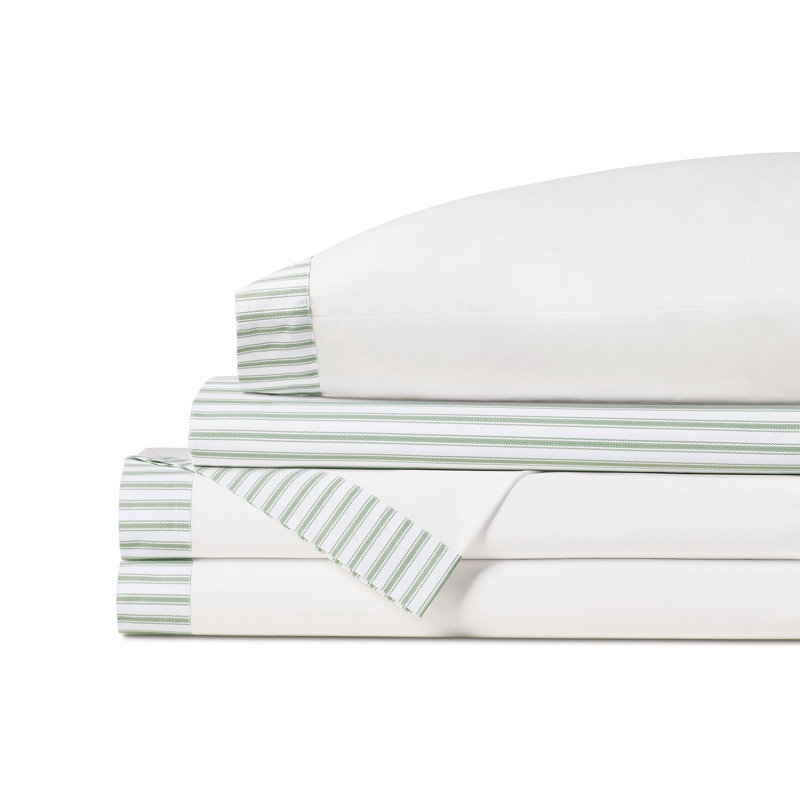 Blass Ticking Sheet Set, Cal.King Sheet Set with 2 Pillowcases, Leaf