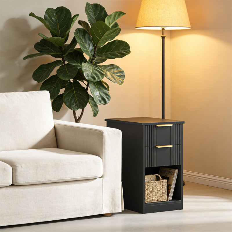 30cm W Manufactured Wood Bedside Table