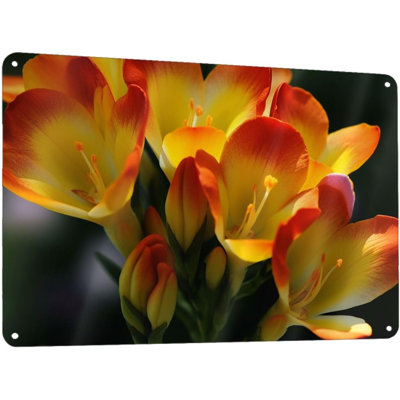 Rétro affiche en métal rétro barre en aluminium drôle de salle de bain murale signe rétro porche cour signe bienvenue affiche Freesia belle plante fleur décoration murale pour la maison café décoration murale 8 x 12 pouces