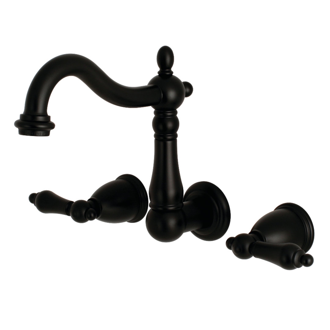 Kingston Brass Heritage Two-Handle 3-Hole Wall Mount Bathroom Faucet Kingston Brass 