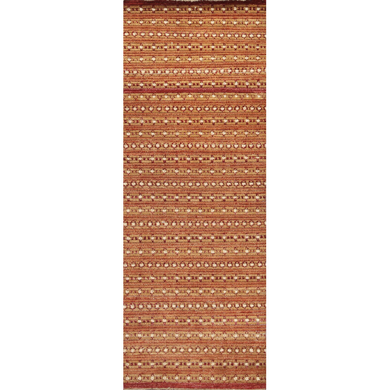 Tapis de couloir unique en laine noué à la main de taille Zeta: 2 pi 9 po x 8 pi 1 po