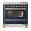 Cuisinière à induction 36 pouces avec 6 éléments à induction bleu nuit Majestic III Series (garniture laiton)-124828727-124828719