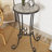 Patio Side Table With Shelf,Brown+Black