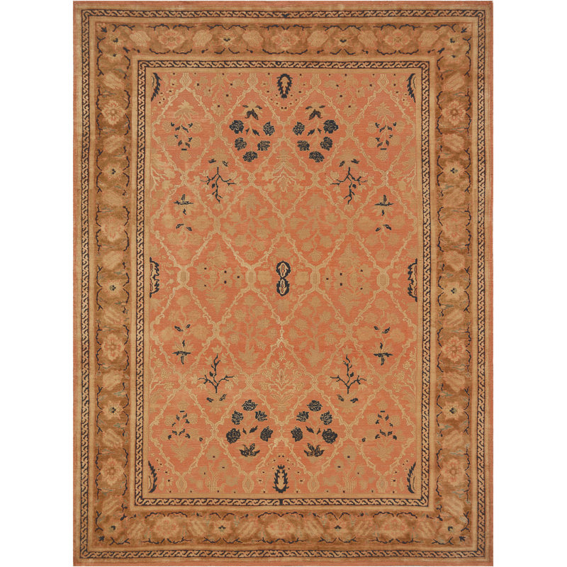 Tapis pêche / brun en laine noué à la main Agra
