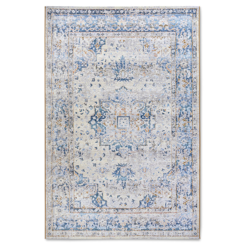 Kollektion 1767 Machine Woven Cream blue Rug, Rectangular 120 x 180cm