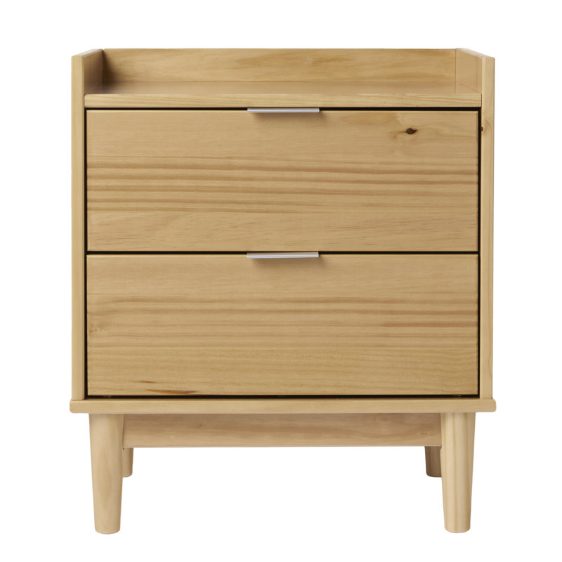 Hanhalyn 2-Drawer Solid Wood Nightstand, Natural Pine
