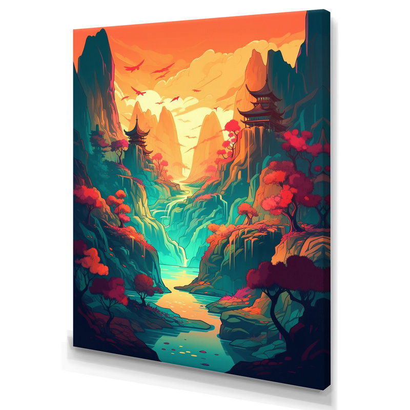 «Intense Sunset Over Asia'S Mountains II», impression sur toile encadrée, H 20 po x l 12 po x P 1 po, Toile tendue
