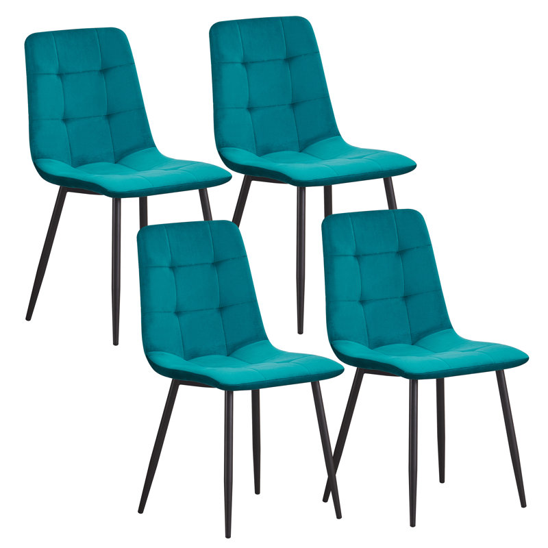 Upholstered Velvet Dining Chair, Turquoise