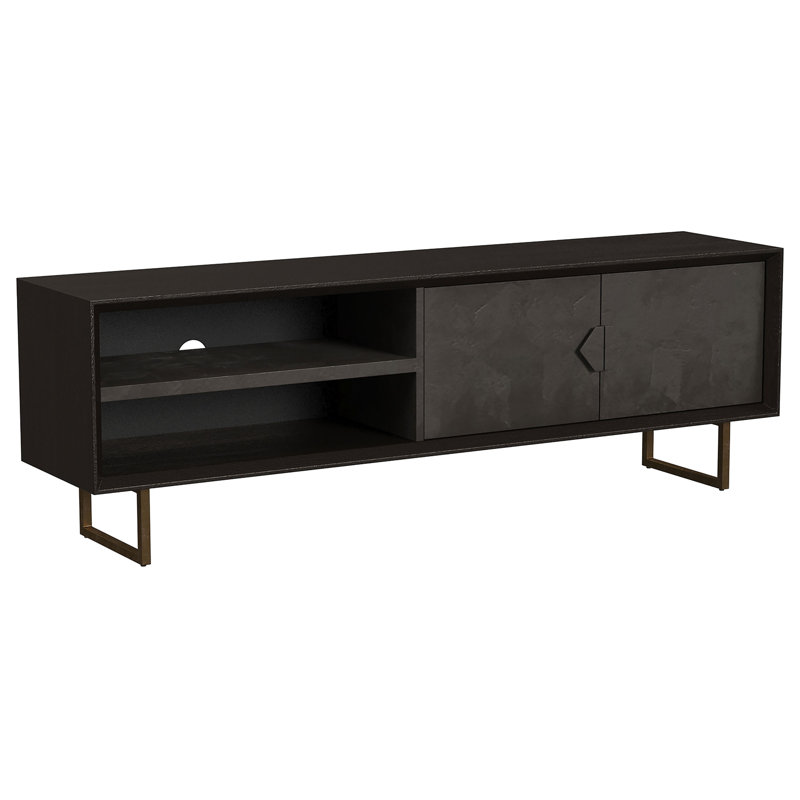 Manaya Charcoal Black 2-Door TV Stand