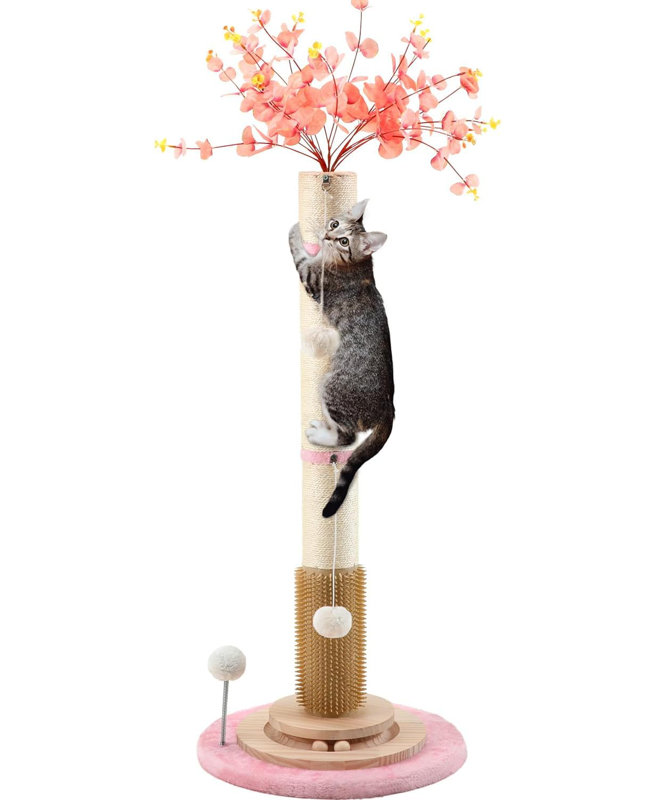 Arbre à chat 45 po en sisal avec brosse interactive et brosse rotative