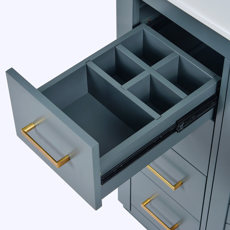 Ensemble de meuble-lavabo autoportant avec lavabo en céramique, Bleu