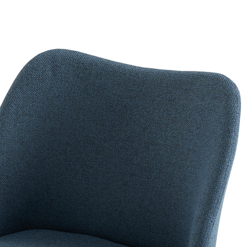 Chaise de salle à manger rembourrée avec pieds en bois massif Kanalu (ensemble de 4), Marine