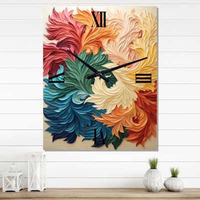 Multicolor Wave Pattern In Retro Colors - Abstract Liquid Ink Wall Clock
