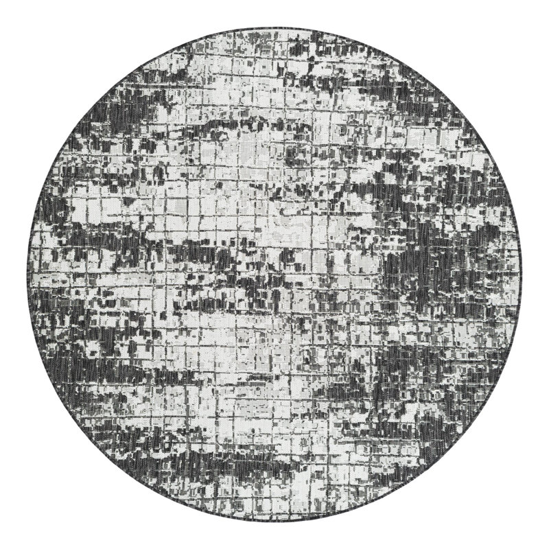 Geometric Indoor / Outdoor Rug, Round 6'1"