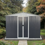 Toit Apex 10 pi x 8 pi, abri de jardin anti-corrosion en métal avec porte verrouillable