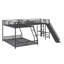 Lit superposé en L avec lit mezzanine, bureau intégré et glissade