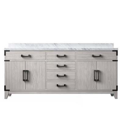 72 In. W X 22 In. D Double Bath Vanity With Carrara Marble Top
