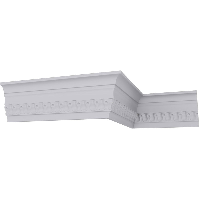 Primed White Geometric Crown Moulding Sample, 12" Length