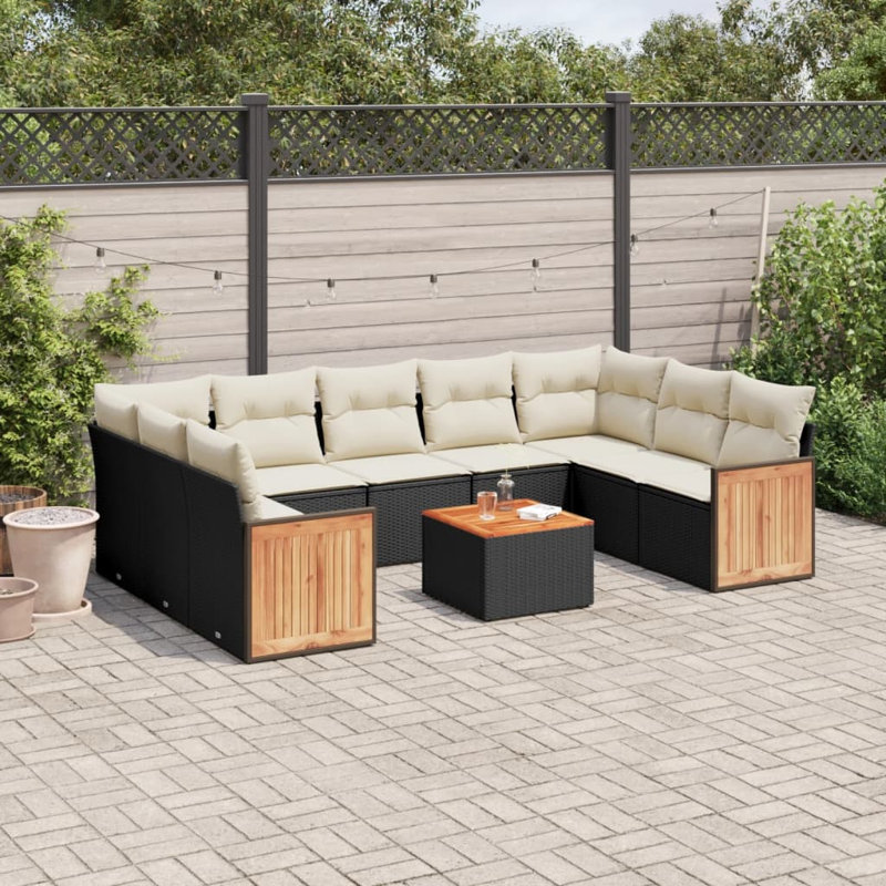 Ensemble de canapé de jardin Vidaxl noir et crème