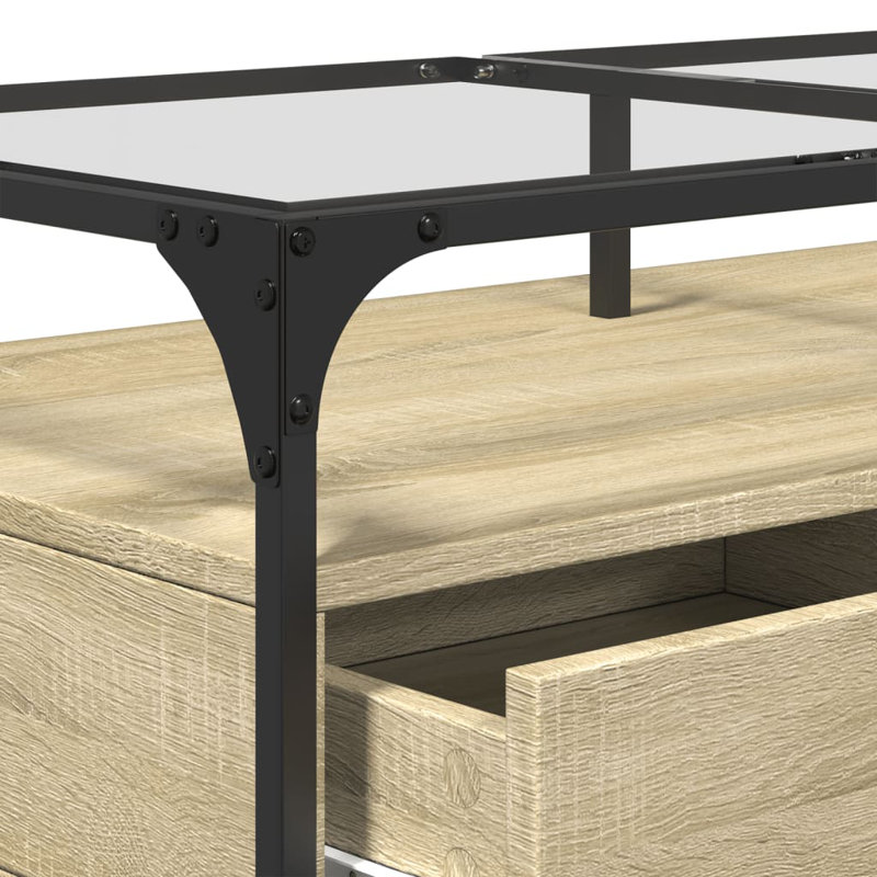 Alarnah Coffee Table with Storage, Black/Sonoma Oak