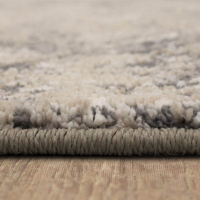 Frost Gray Abstract Rectangle Area Rug