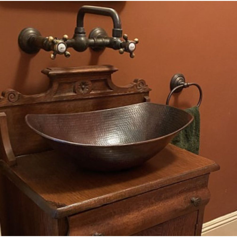 Lavabo de salle de bain vasque ovale en cuivre 20 po Canoa
