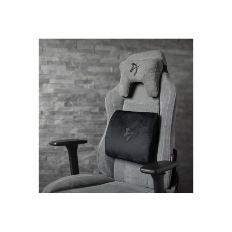 Le coussin de soutien lombaire en mousse à mémoire de forme Arozzi soulage les maux de dos et la fatigue après de longues périodes de travail ou de jeu - Noir