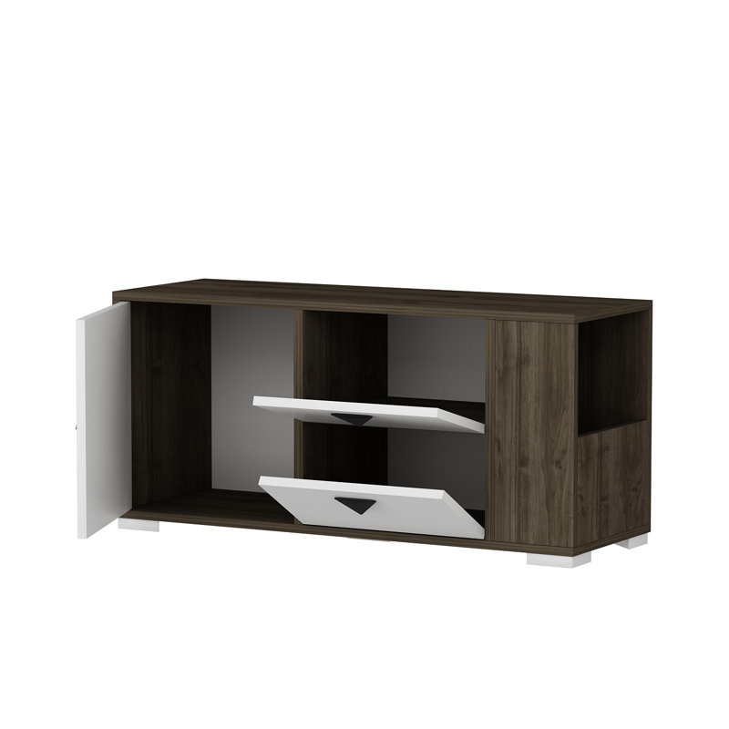 Armoire de rangement pour chaussures 4 paires, Noyer / Blanc